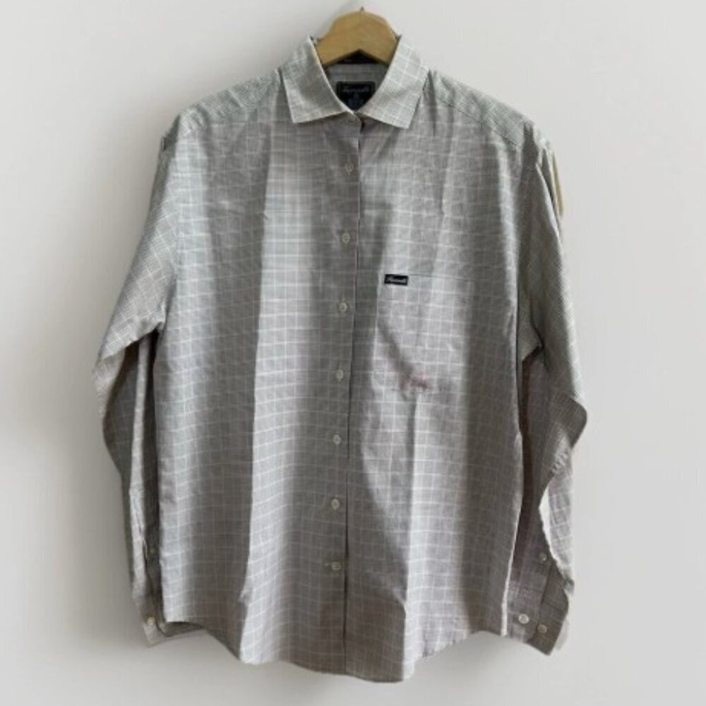 Faconnable Women’s Woven Check Print Button Down Cotton Dress Shirt Size Small - Picture 2 of 11